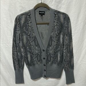 Giorgio Armani Charcoal Patterned Cardigan